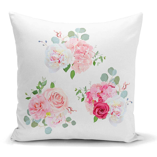 Üçlü Kavaniçe Çiçek Desenli Dijital Baskılı Yastık Kırlent Kılıfı 43x43cm Bonvagon
