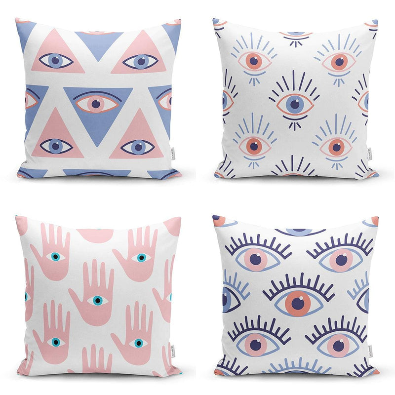 Üçüncü Göz Özel Tasarımlı Dijital Baskılı Modern 4lü Kırlent Kılıfı Seti Bonvagon