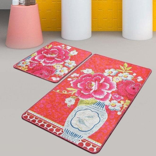 Vaso Blu 2li Set Dijital Baskılı Banyo Halısı, Kaymaz Taban, Yıkanabilir Bonvagon