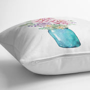 Vazo Çiçek Desenli Dijital Baskılı Yastık Kırlent Kılıfı 43x43cm Bonvagon