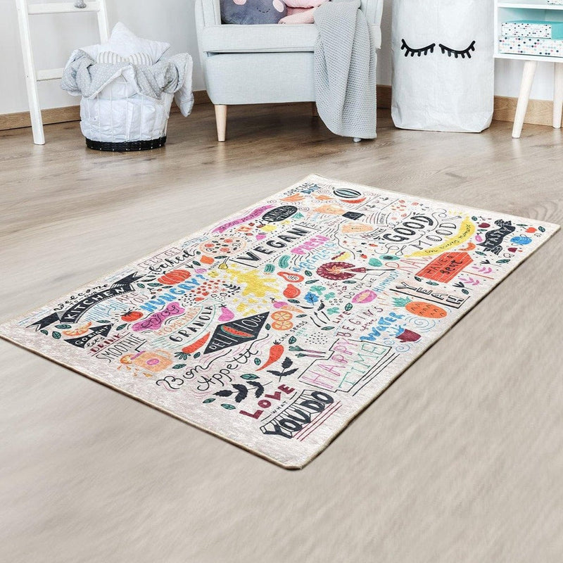 Vegan Dijital Baskılı Halı, Kaymaz Taban, Yıkanabilir Bonvagon