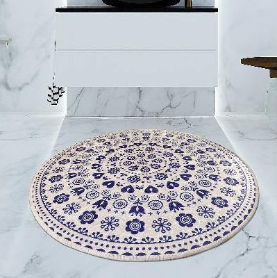Venice Mavi Dijital Baskılı 100cm Banyo Halısı, Kaymaz Taban, Yıkanabilir Bonvagon