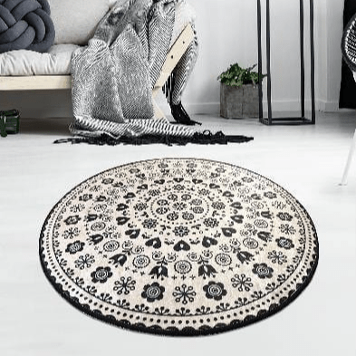 Venice Siyah Dekoratif Dijital Baskılı Halı, Kaymaz Taban, Yıkanabilir Bonvagon