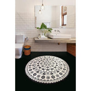 Venice Siyah Dijital Baskılı 100cm Banyo Halısı, Kaymaz Taban, Yıkanabilir Bonvagon