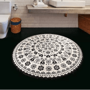 Venice Siyah Dijital Baskılı 100cm Banyo Paspas ve Halısı, Kaymaz Taban, Yıkanabilir Bonvagon