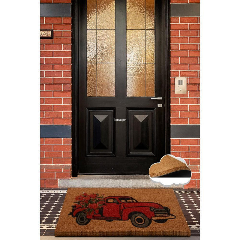Vintage Car Doğal Koko Hindistan Cevizi Kapı Önü Paspas 60x40cm
