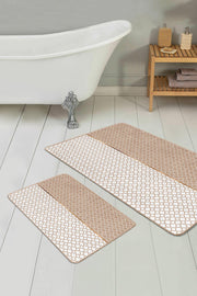 Vizon Ogea Motifli Dijital Baskılı 2li Banyo Halısı Takımı Kaymaz Taban Yıkanabilir Bonvagon