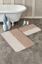 Vizon Ogea Motifli Dijital Baskılı 2li Banyo Paspas ve Halısı Takımı Kaymaz Taban Yıkanabilir