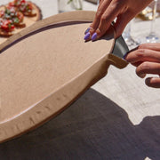 Vizon ve Beyaz Ogea Desenli Püsküllü Runner ve 6'lı Kahverengi Düz Renk Supla Seti Bonvagon