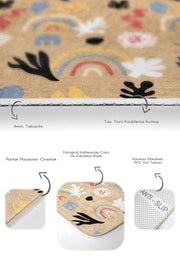 Vizon Zemin Minimal Tropik Yaprak Tasarımlı 2li Banyo Halısı Takımı Kaymaz Taban Yıkanabilir Bonvagon