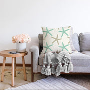 Vizon Zeminde Deniz Yıldızı Motifli Dijital Baskılı Modern Raşel Kadife Yastık Kırlent Kılıfı Bonvagon