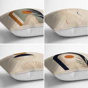 Vizon Zeminli Etnik Çizimli Dijital Baskılı Modern 4lü Kırlent Kılıfı Seti Bonvagon