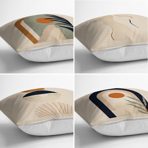 Vizon Zeminli Etnik Çizimli Dijital Baskılı Modern 4lü Kırlent Kılıfı Seti Bonvagon