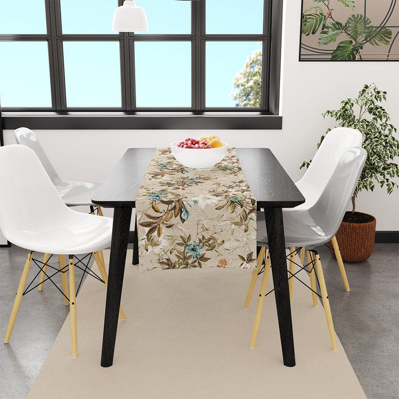 Warm Flowers İnce Keten Runner 140x45cm
