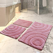 Wave Pudra 3lü Set Akrilik Banyo Paspas ve Halısı, Kaymaz Taban, Yıkanabilir Bonvagon
