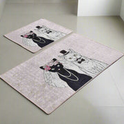 Wedding 2li Set Dijital Baskılı Banyo Halısı, Kaymaz Taban, Yıkanabilir Bonvagon