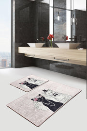 Wedding 2li Set Dijital Baskılı Banyo Halısı, Kaymaz Taban, Yıkanabilir Bonvagon