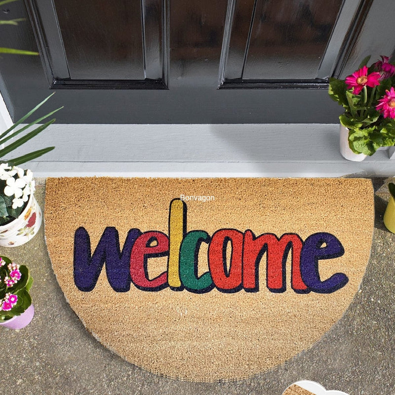 Welcome 45x75cm Doğal Koko Hindistan Cevizi Kapı Önü Paspas Pronzo Bonvagon