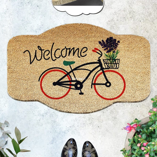 Welcome Bicycle 45x75cm Doğal Koko Hindistan Cevizi Kapı Önü Paspas Nonloso