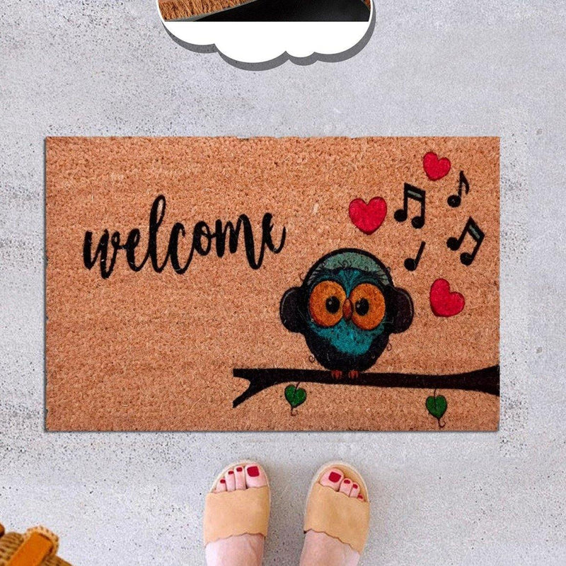 Welcome Birdy Ramo Doğal Koko Hindistan Cevizi Kapı Önü Paspas 60x40cm Bonvagon