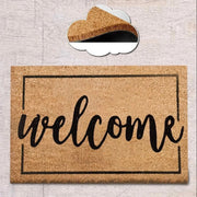 Welcome Border Doğal Koko Hindistan Cevizi Kapı Önü Paspas 60x40cm Bonvagon