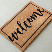 Welcome Border Doğal Koko Hindistan Cevizi Kapı Önü Paspas 60x40cm Bonvagon