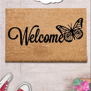 Welcome Butterfly Doğal Koko Hindistan Cevizi Kapı Önü Paspas 60x40cm
