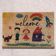 Welcome Family Doğal Koko Hindistan Cevizi Kapı Önü Paspas 60x40cm