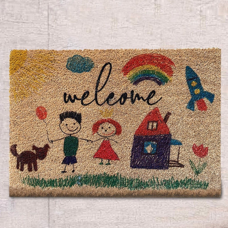 Welcome Family Doğal Koko Hindistan Cevizi Kapı Önü Paspas 60x40cm