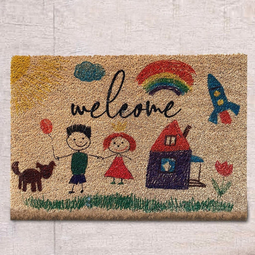 Welcome Family Doğal Koko Hindistan Cevizi Kapı Önü Paspas 60x40cm