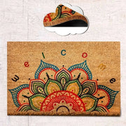 Welcome Mandala Doğal Koko Hindistan Cevizi Kapı Önü Paspas 60x40cm Bonvagon
