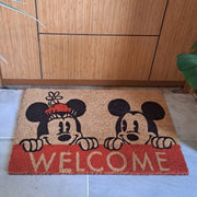 Welcome Mickey Mouse Doğal Koko Hindistan Cevizi Kapı Önü Paspas 60x40cm