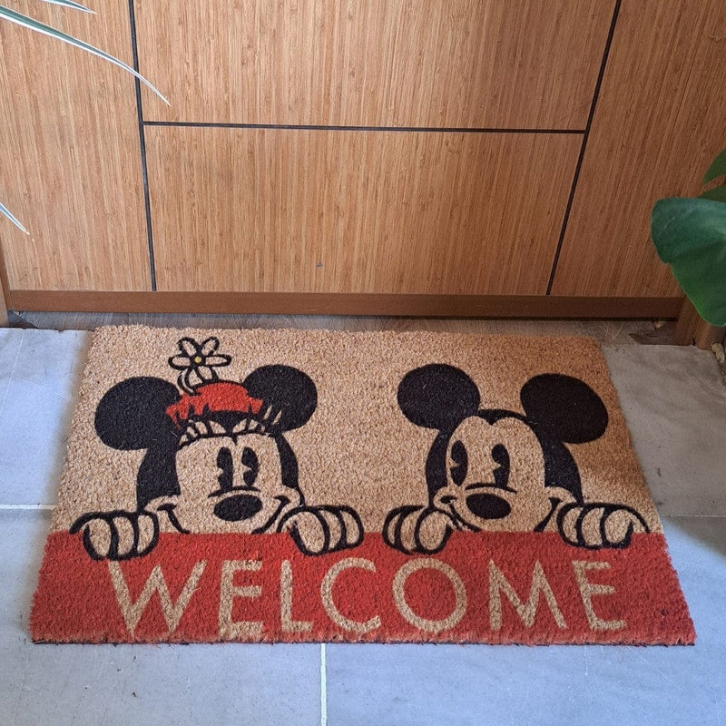 Welcome Mickey Mouse Doğal Koko Hindistan Cevizi Kapı Önü Paspas 60x40cm