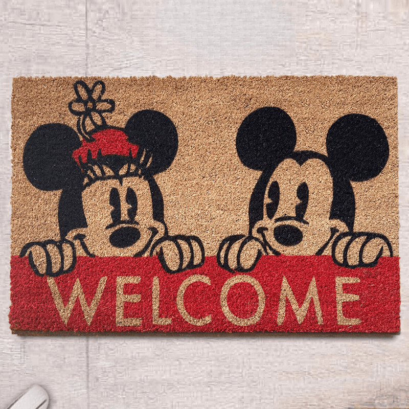 Welcome Mickey Mouse Doğal Koko Hindistan Cevizi Kapı Önü Paspas 60x40cm