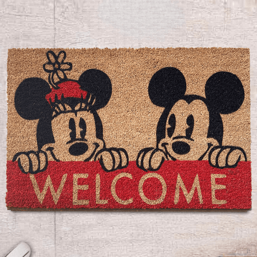 Welcome Mickey Mouse Doğal Koko Hindistan Cevizi Kapı Önü Paspas 60x40cm