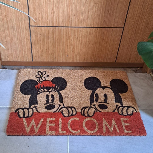 Welcome Mickey Mouse Doğal Koko Hindistan Cevizi Kapı Önü Paspas 60x40cm Bonvagon