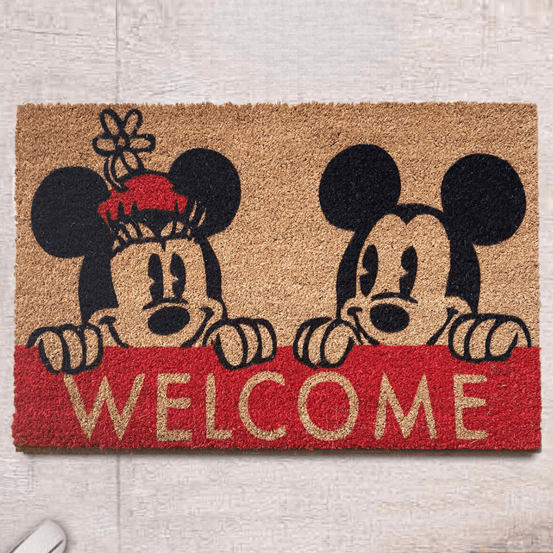 Welcome Mickey Mouse Doğal Koko Hindistan Cevizi Kapı Önü Paspas 60x40cm Bonvagon