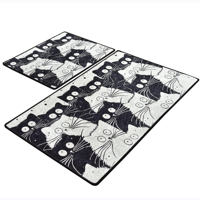 White Cats 2li Set Dijital Baskılı Banyo Halısı, Kaymaz Taban, Yıkanabilir Bonvagon