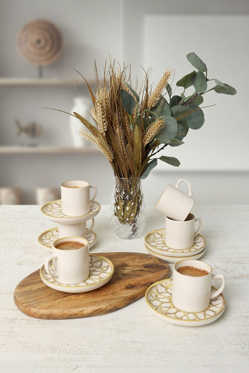 Worn Gold Nordic Kahve Takımı 12 Parça 6 Kişilik 22968-23057 Bonvagon