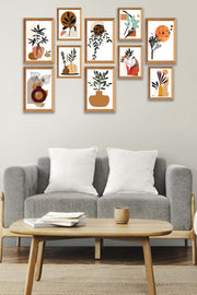 Wow 10 Parça Modern Sanatsal Bohem Tarzda (Çerçeve Görünümlü) Uv Baskı Mdf Ahşap Duvar Tablo Seti