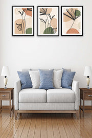 Wow 3 Parça Artline Çiçek Tasarım Uv Baskı Mdf Ahşap Duvar Tablo Seti