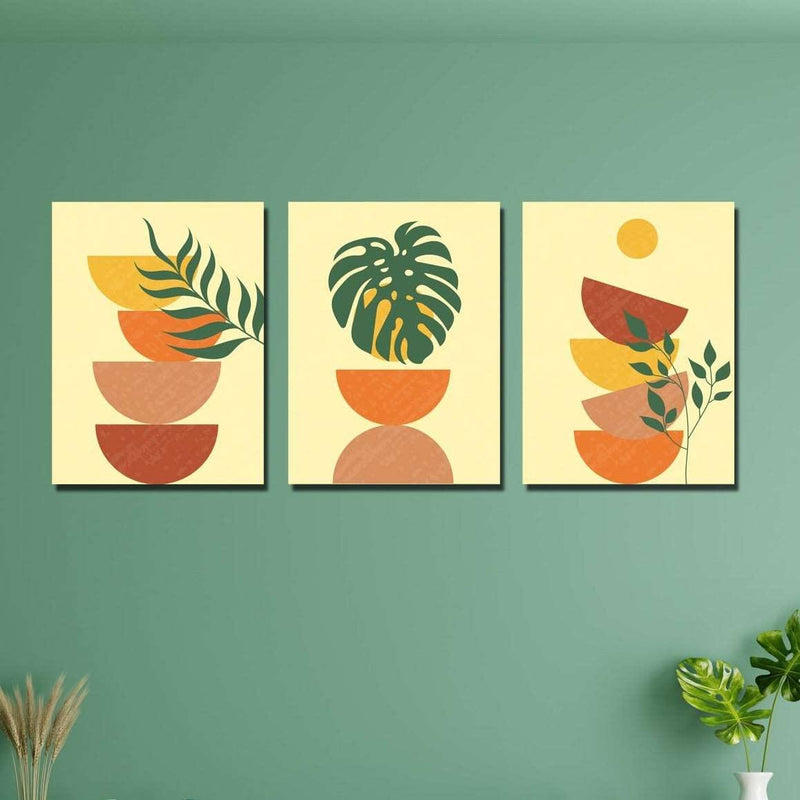 Wow 3 Parça Bohem Tarzı Sanatsal Duvar Tablo Seti