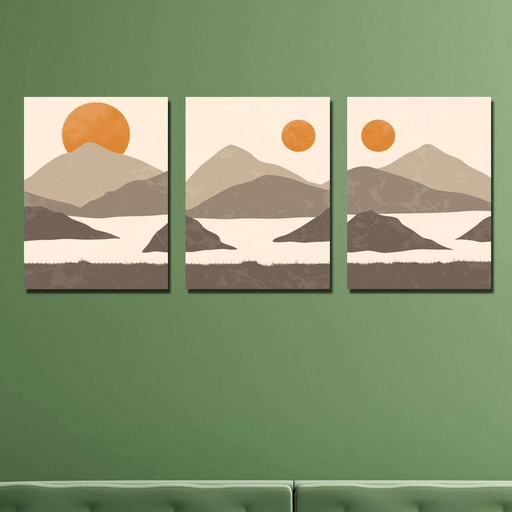 Wow 3 Parça Gün Batımı Manzara Duvar Tablo Seti