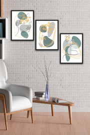 Wow 3 Parça Modern Lineart Suliet Tarzda Sanatsal Siyah Çerçeve Görünümlü Uv Baskı Mdf Ahşap Duvar Tablo Seti