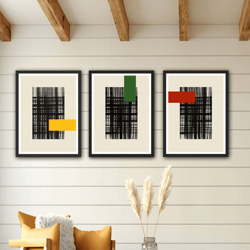 Wow 3 Parça Modern Sanat Tarzında Siyah Çerçeve Görünümlü Uv Baskı Mdf Ahşap Duvar Tablo Seti