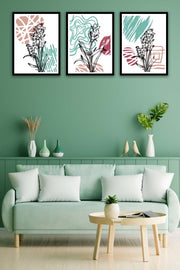 Wow 3 Parça Modern Sanat Tarzında Siyah Çerçeve Görünümlü Uv Baskı Mdf Ahşap Duvar Tablo Seti