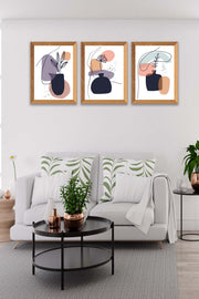 Wow 3 Parça Modern Sanatsal Tarzda Line Art (Çerçeve Görünümlü) Uv Baskı Mdf Ahşap Duvar Tablo Seti