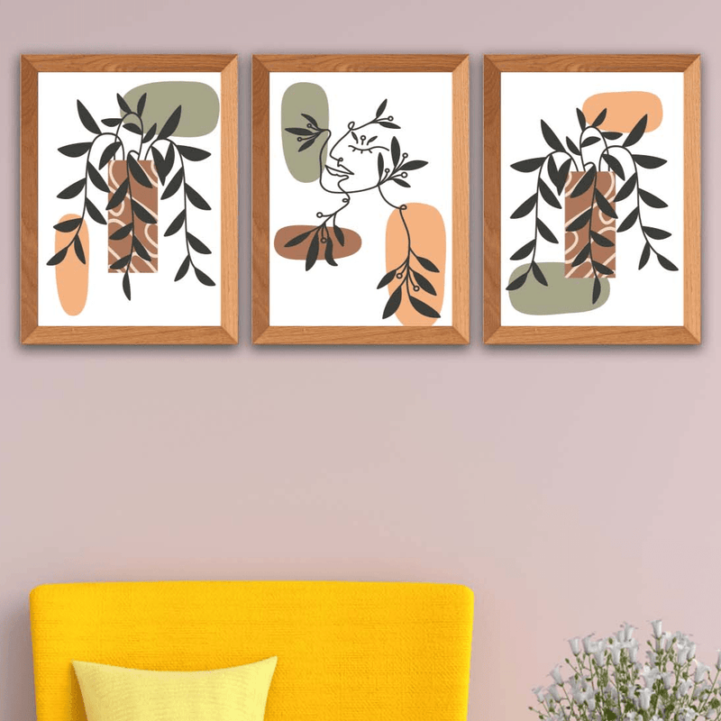 Wow 3 Parça Modern Tarzda Bohem Kadın Tasarım Uv Baskı Mdf Ahşap Duvar Tablo Seti