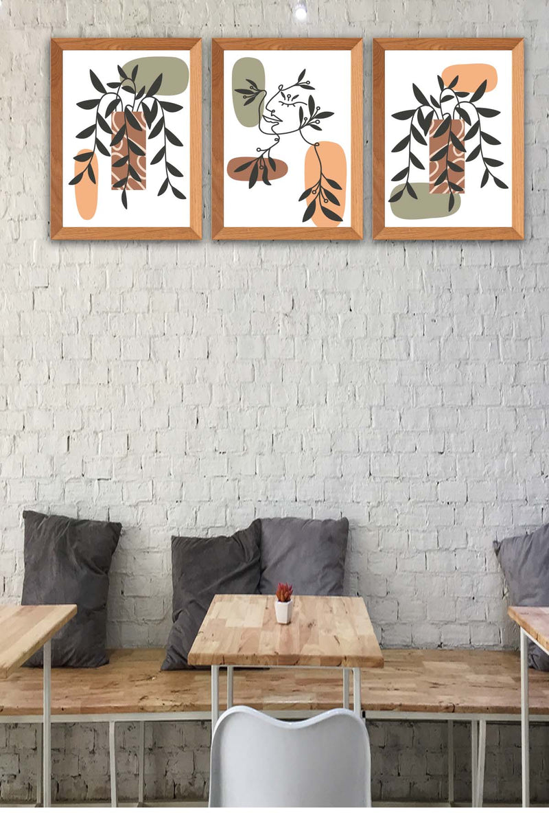 Wow 3 Parça Modern Tarzda Bohem Kadın Tasarım Uv Baskı Mdf Ahşap Duvar Tablo Seti
