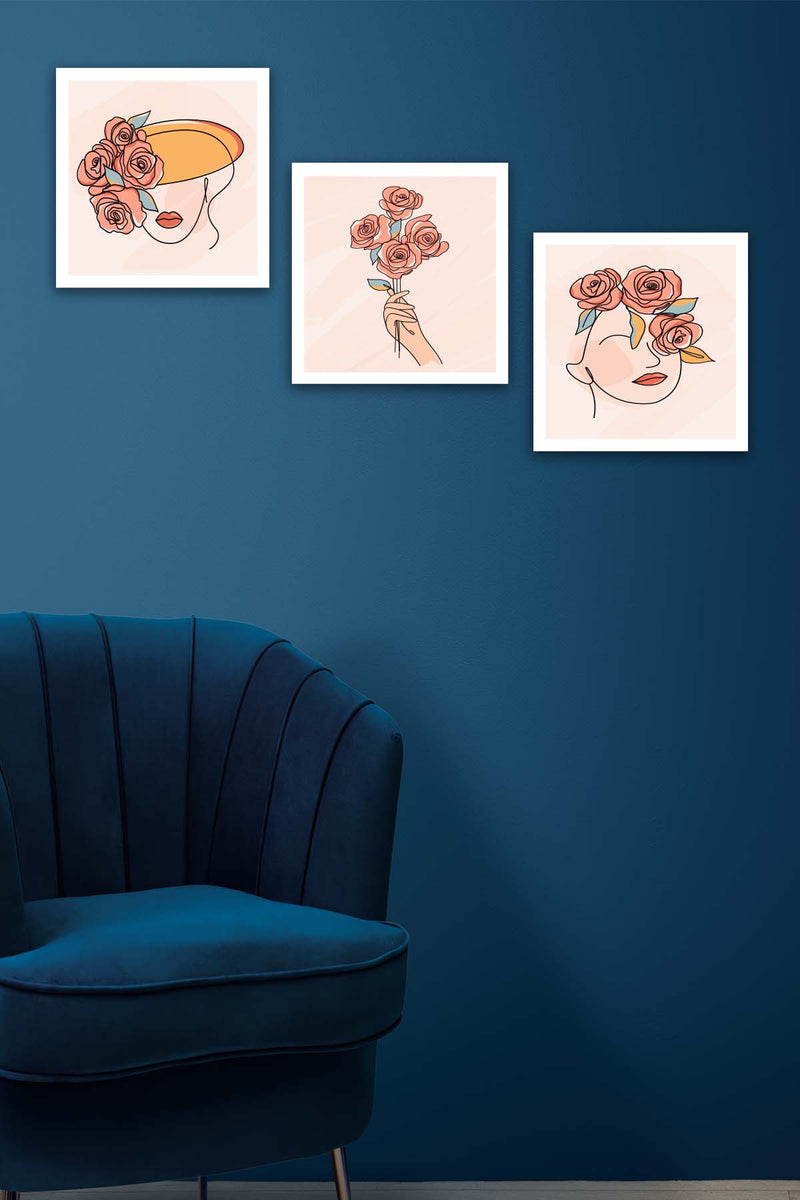 Wow 3 Parça Modern Tarzda Bohem Tasarım Uv Baskı Mdf Ahşap Duvar Tablo Seti